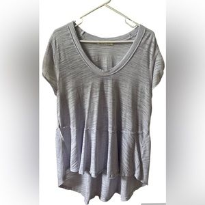 We the Free Free People Light Blue Exposed Seam Short Sleeve High Low Tunic, M